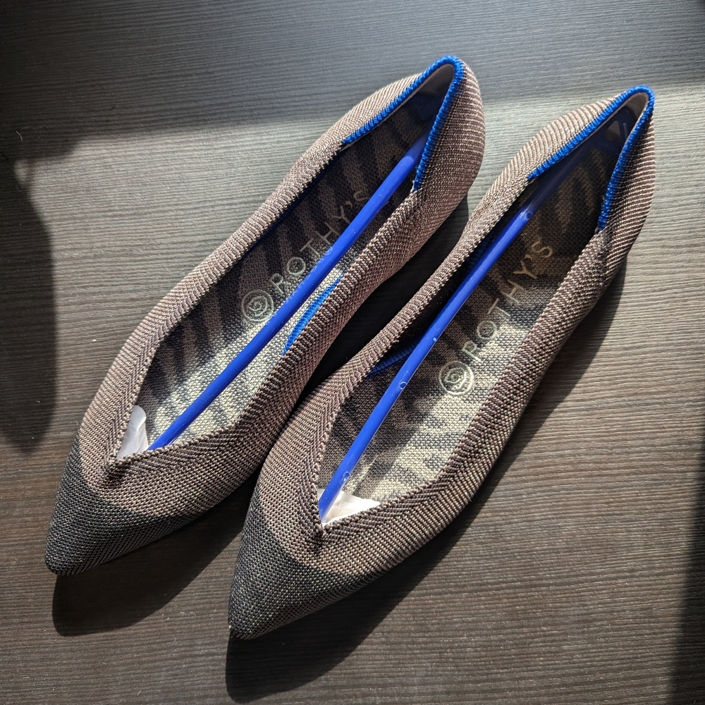 NEW Rothy's Women's Grey Flats, metallic fleck throughout, pointed toe, size 9
